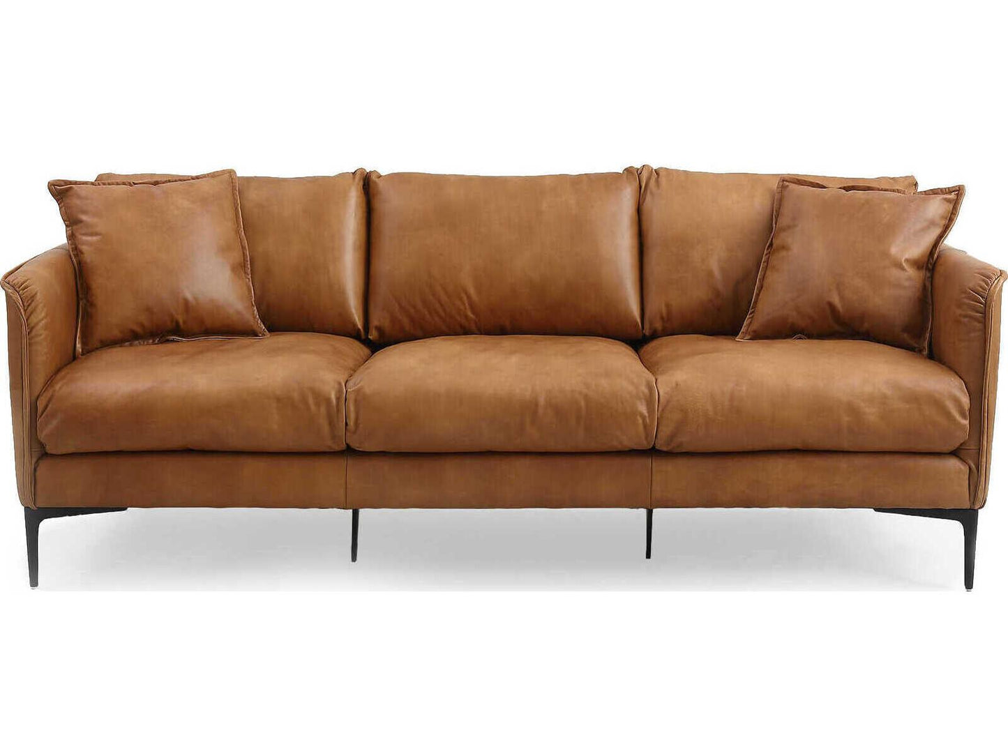 Cumo 3-Seat Top Grain Leather Sofa in Tan Brown