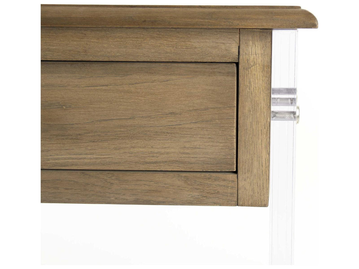 Talon Rectangle Console Table Oak and Acrylic with Clear Finish