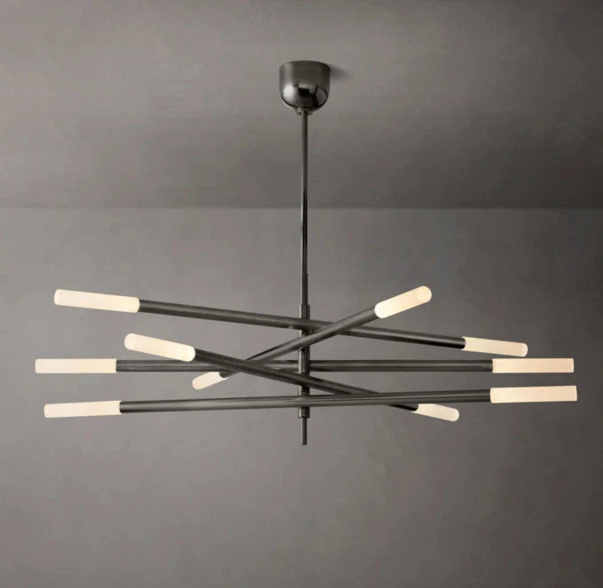 Rousselle Ten-Light Etched Rod Mobile Chandelier