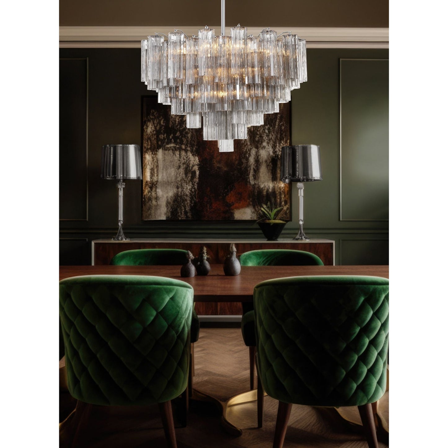Addis 32'' Polished Chrome Chandelier Gray 32"W x 21.5"H x 32"D