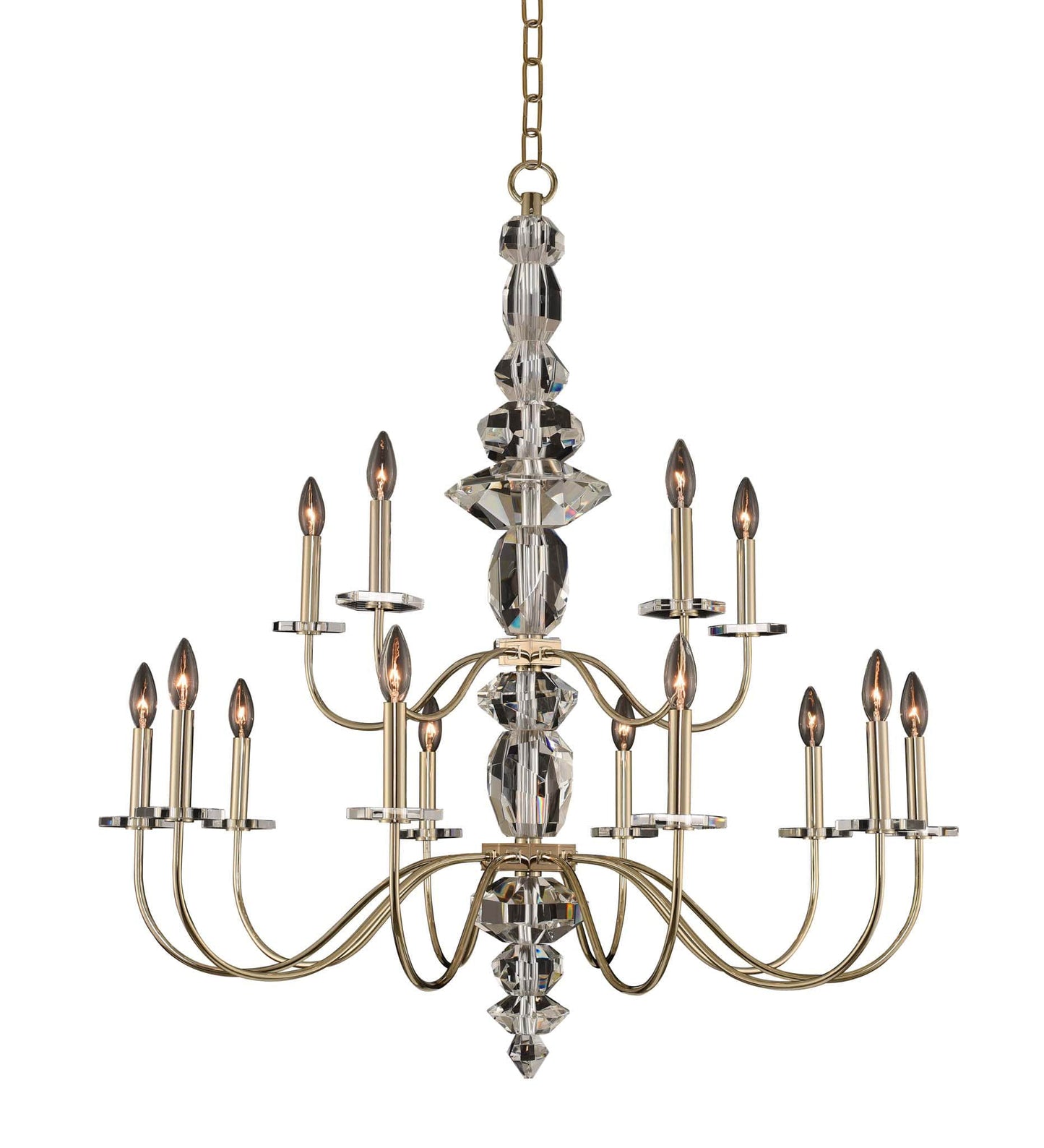 Bolivar 15 Light 38" Wide Taper Candle Style Chandelier with Firenze Crystal
