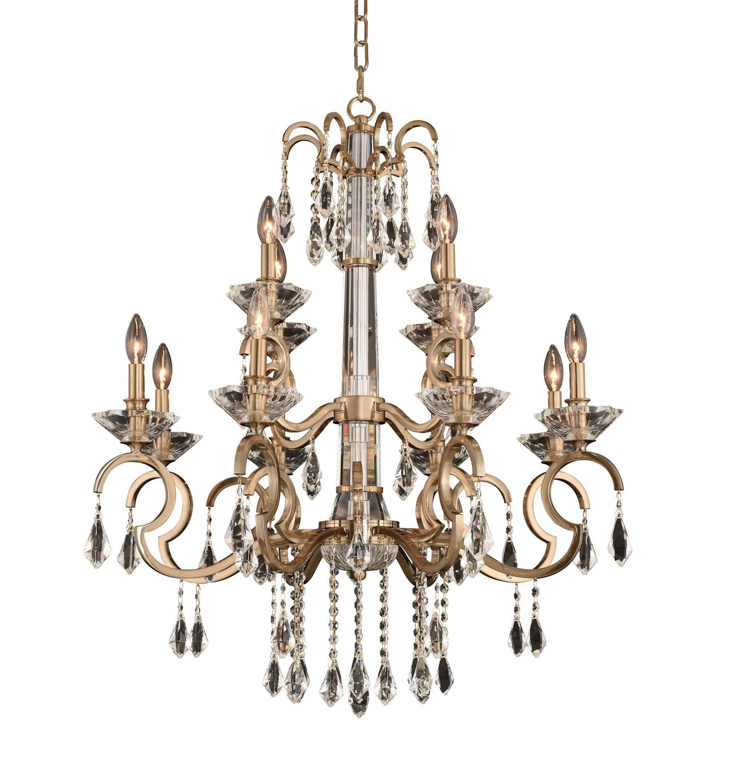 Valencia 12 Light 32" Wide Taper Candle Style Chandelier with Firenze Crystal