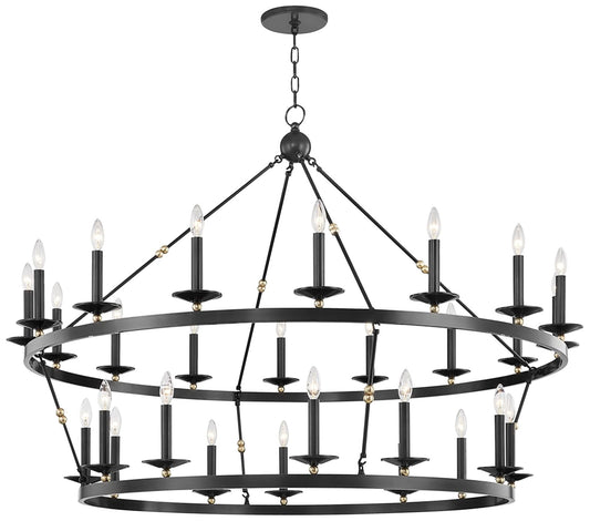 Allendale 58"W Aged Old Bronze 28-Light 2-Tiered Chandelier