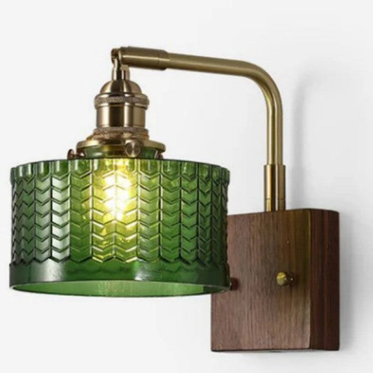 American Retro Walnut & Brass Wall Lamp