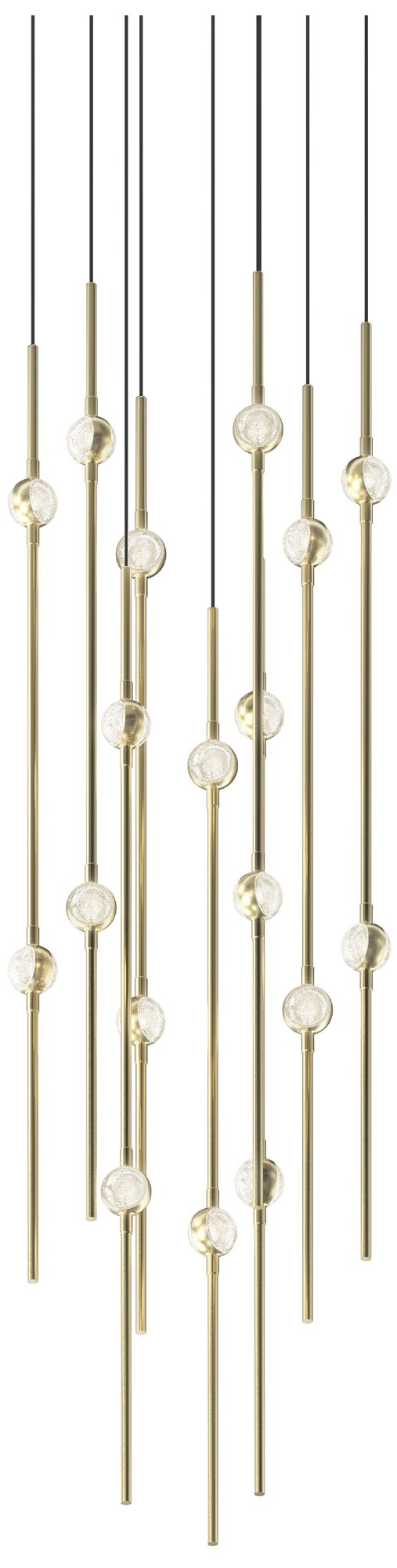 Aries 11.5"W Round Brass 3000K Long Clear Shade LED Pendant