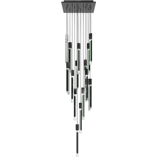 Alpine 15 Light 24" Wide LED Multi Light Pendant with Marbleized Crystal Shades