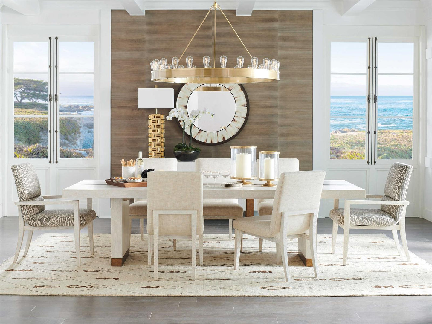 Carmel Palmero Upholstered Dining Armchair in Brown and Monterey Finish