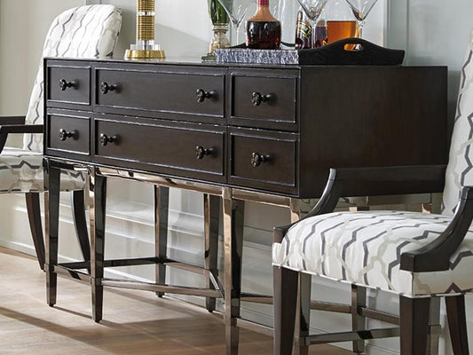 Fairfax 6-Drawer Sideboard in Wilshire Gray and Black Nickel