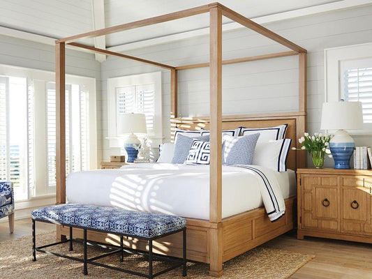 Shorecliff California King Canopy Bed in Sandstone Finish
