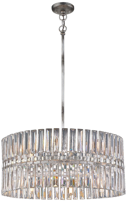 Belle Aurore 26 1/4"W Silver Leaf Crystal Drum Pendant Light