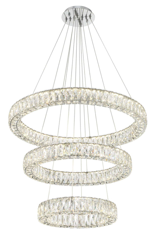 32" Wide LED Crystal Ring Chandelier