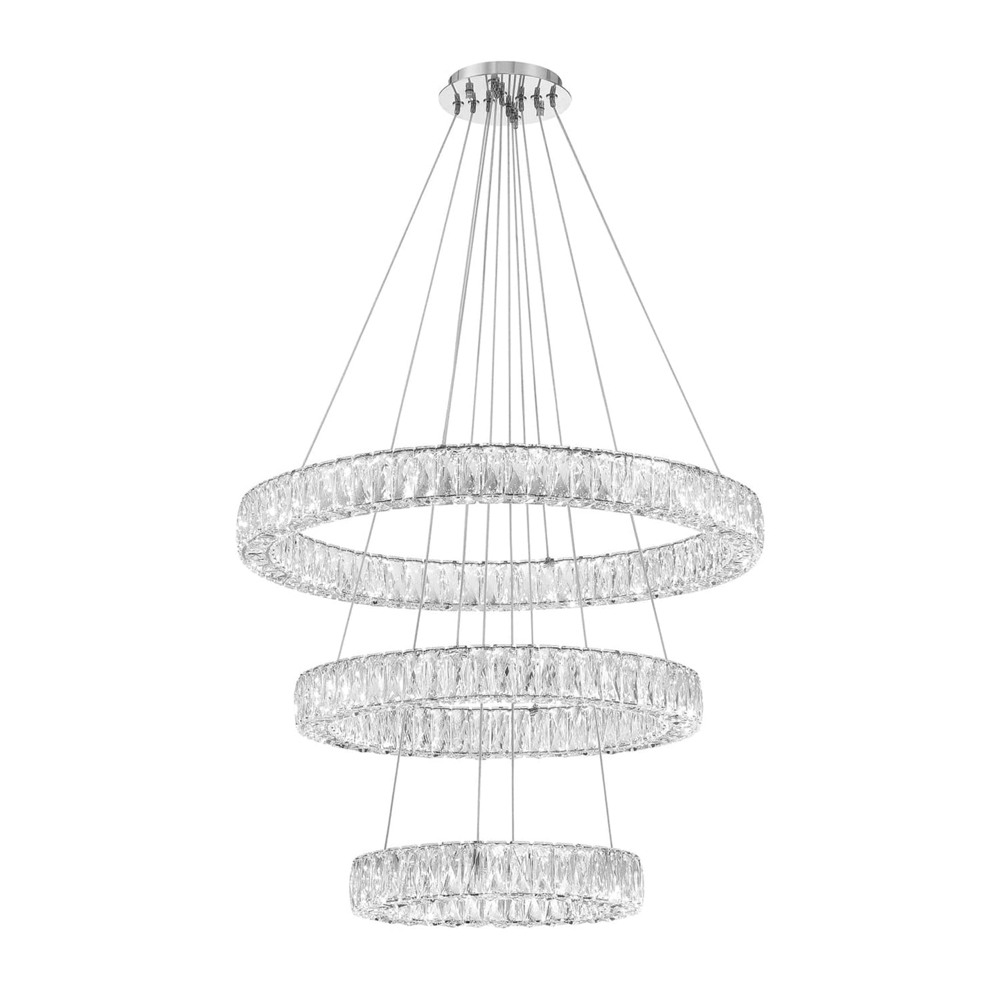 32" Wide LED Crystal Ring Chandelier