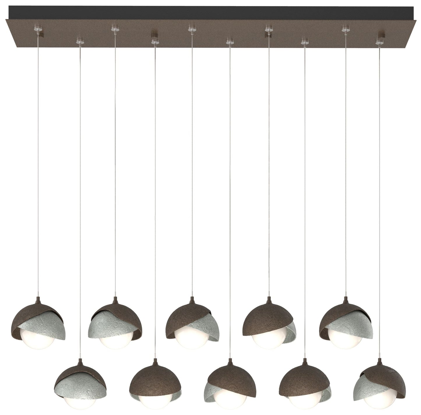 Brooklyn 10-Light Rectangular Pendant - Bronze - Platinum - Opal