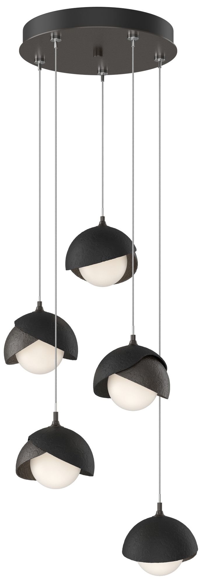 Brooklyn 16"W 5-Light Black Accented Oiled Bronze Long Double Shade Pendant