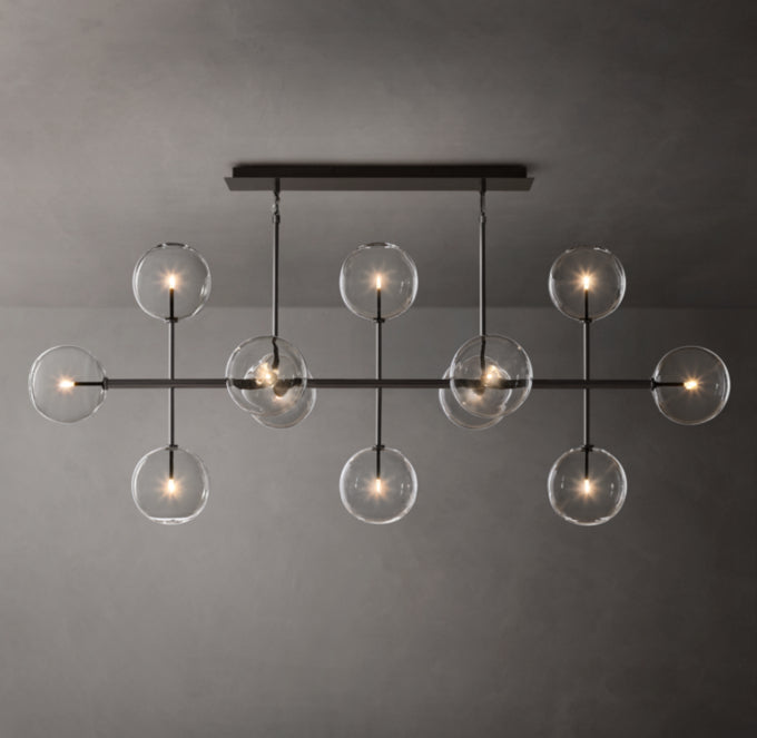 Glass Orbital Mobile Linear Chandelier