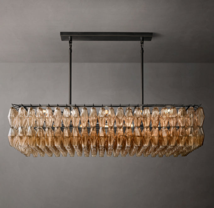 Chiara Rectangular Smoke Glass 54" Chandelier