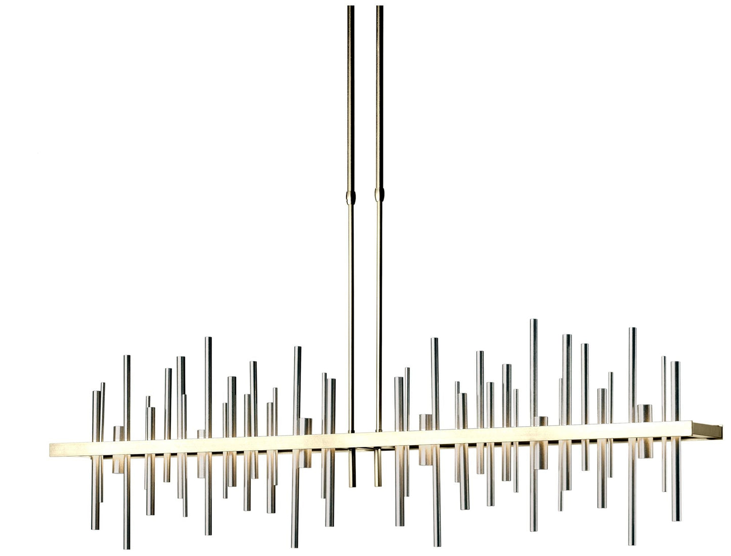 Cityscape 51.9"W Large Modern Brass And Vintage Platinum LED Pendant