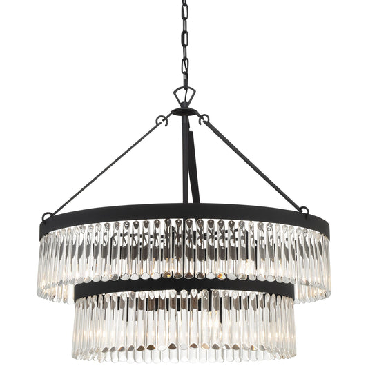 Crystorama 32" Wide Black Forged 9-Light Chandelier
