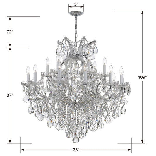 Crystorama Lighting Group Maria Theresa 19 Light 38" Wide Crystal Candle Style Chandelierwith with Italian Crystal Accents