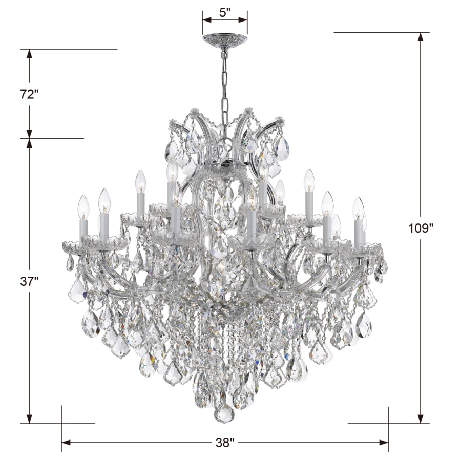 Crystorama Lighting Group Maria Theresa 19 Light 38" Wide Crystal Candle Style Chandelier with Swarovski Spectra Crystal Accents