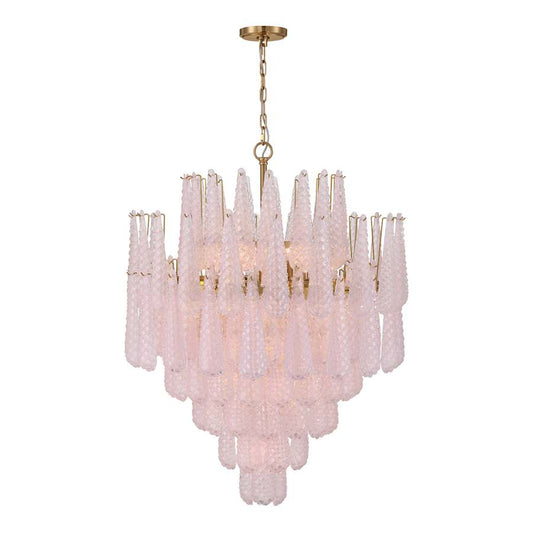 Crystorama Lighting Group Ollie 21 Light 33" Wide Waterfall Chandelier with Textured Sand Glass Shade