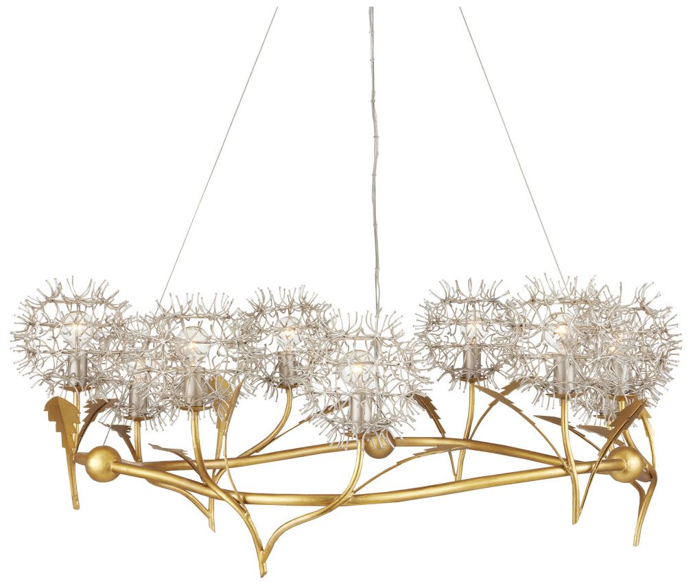 Dandelion 38 1/2"W Gold And Silver Leaf 9-Light Chandelier