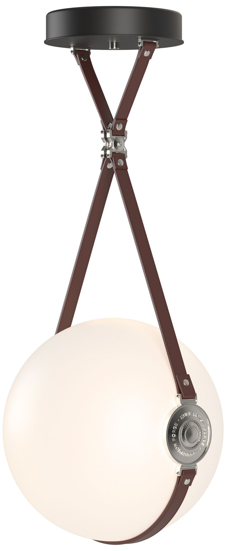 Derby Large LED Pendant - Polished Nickel - Brown - Branded Plate - Opal