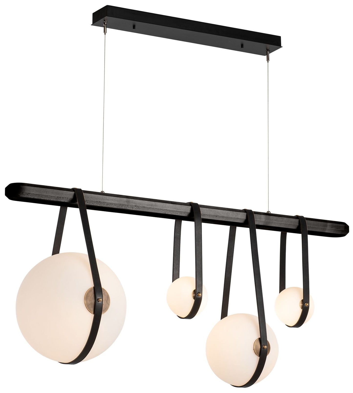 Derby Linear 4-Light LED Pendant - Brass - Black - Black - Opal - Standard
