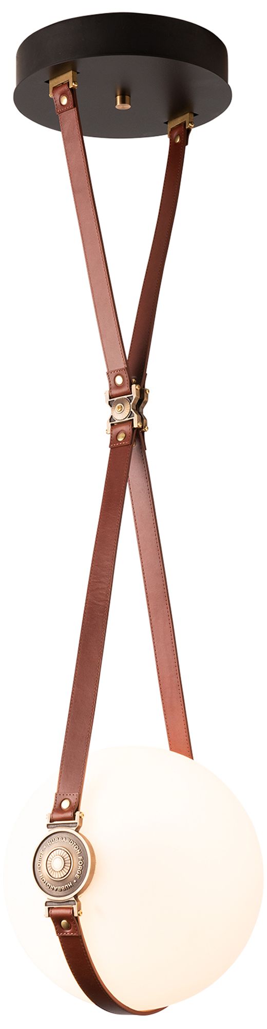 Derby Small Pendant - Brass - Chestnut Straps - Branded - Opal - Standard