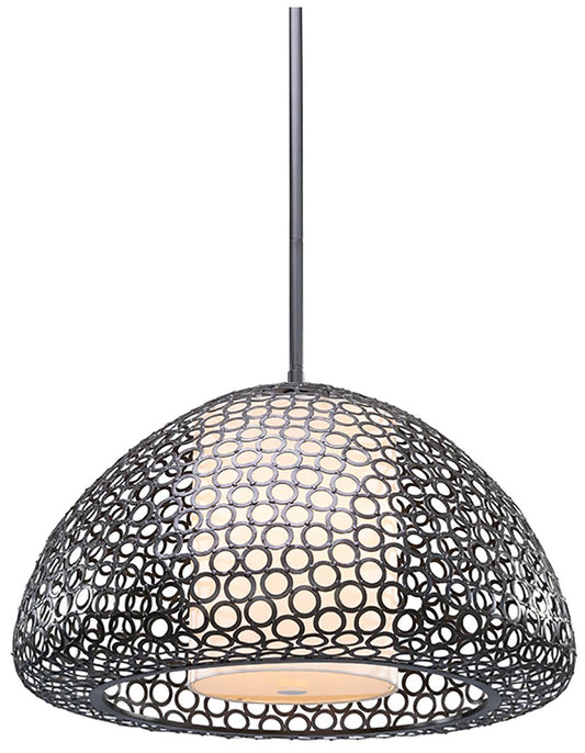 Dilston 24" Wide 3 Light Cream Linen And Bronze Dome Pendant