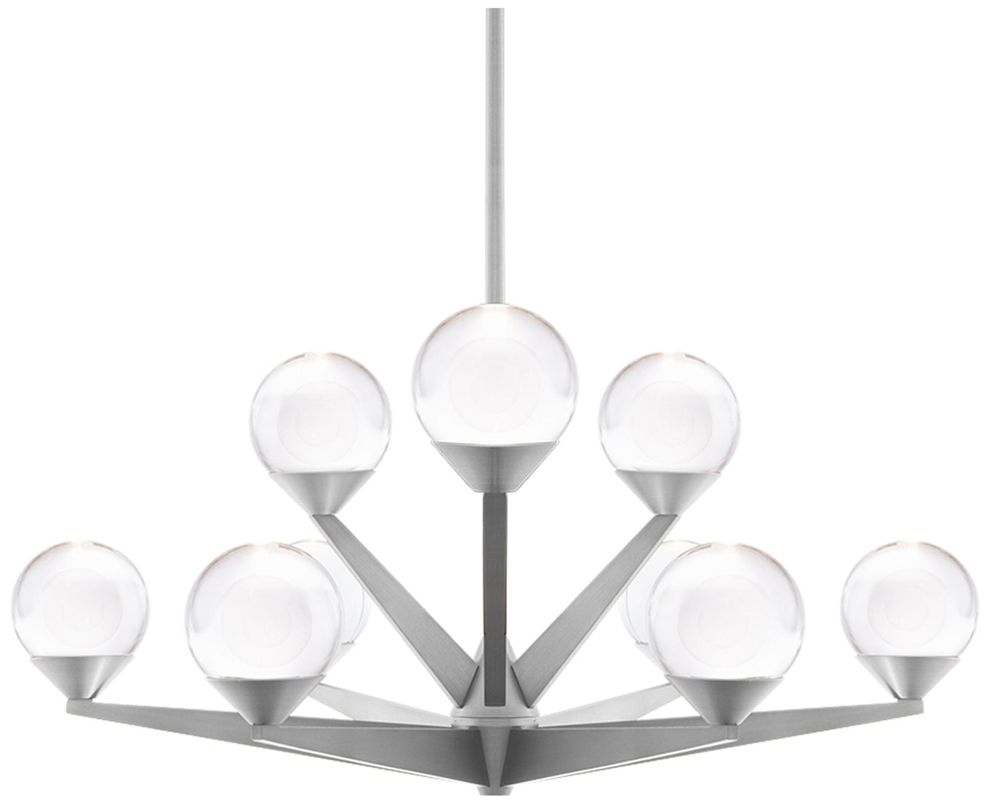 Double Bubble 12.25"H x 23.88"W 9-Light Chandelier in Satin Nicke