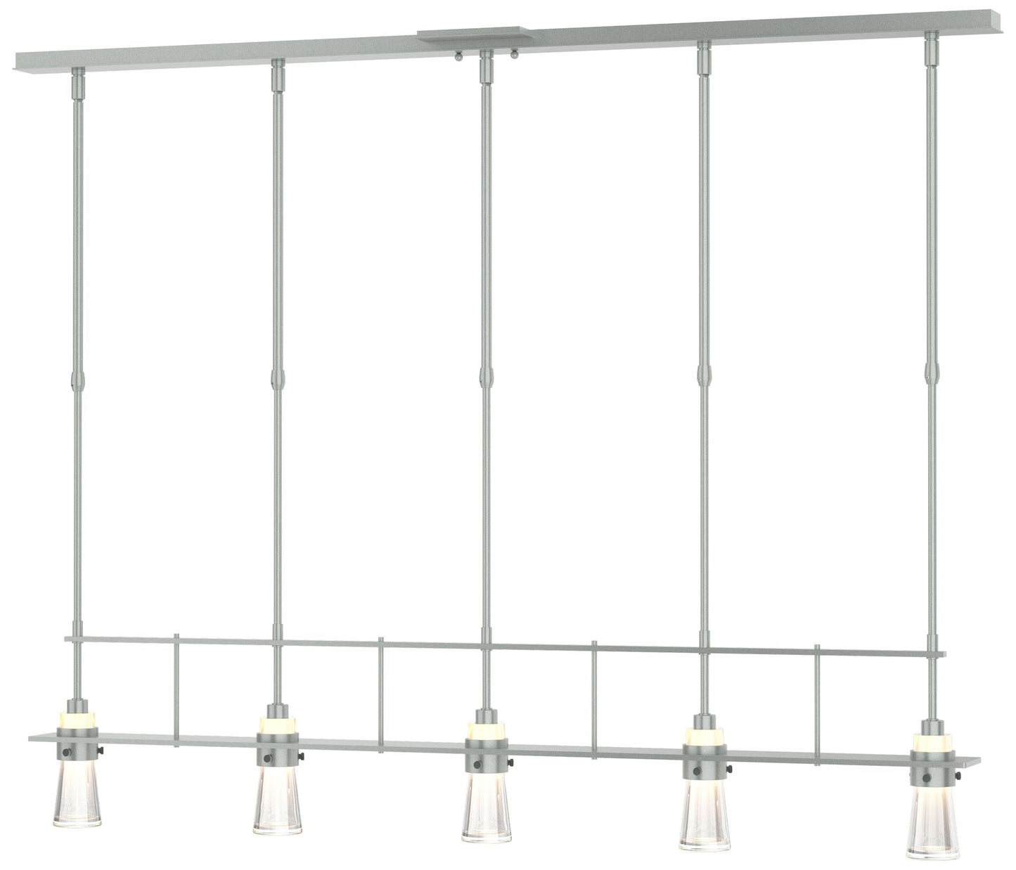 Erlenmeyer 48"W 5 Light Standard Pendant w/ Clear Glass Shade