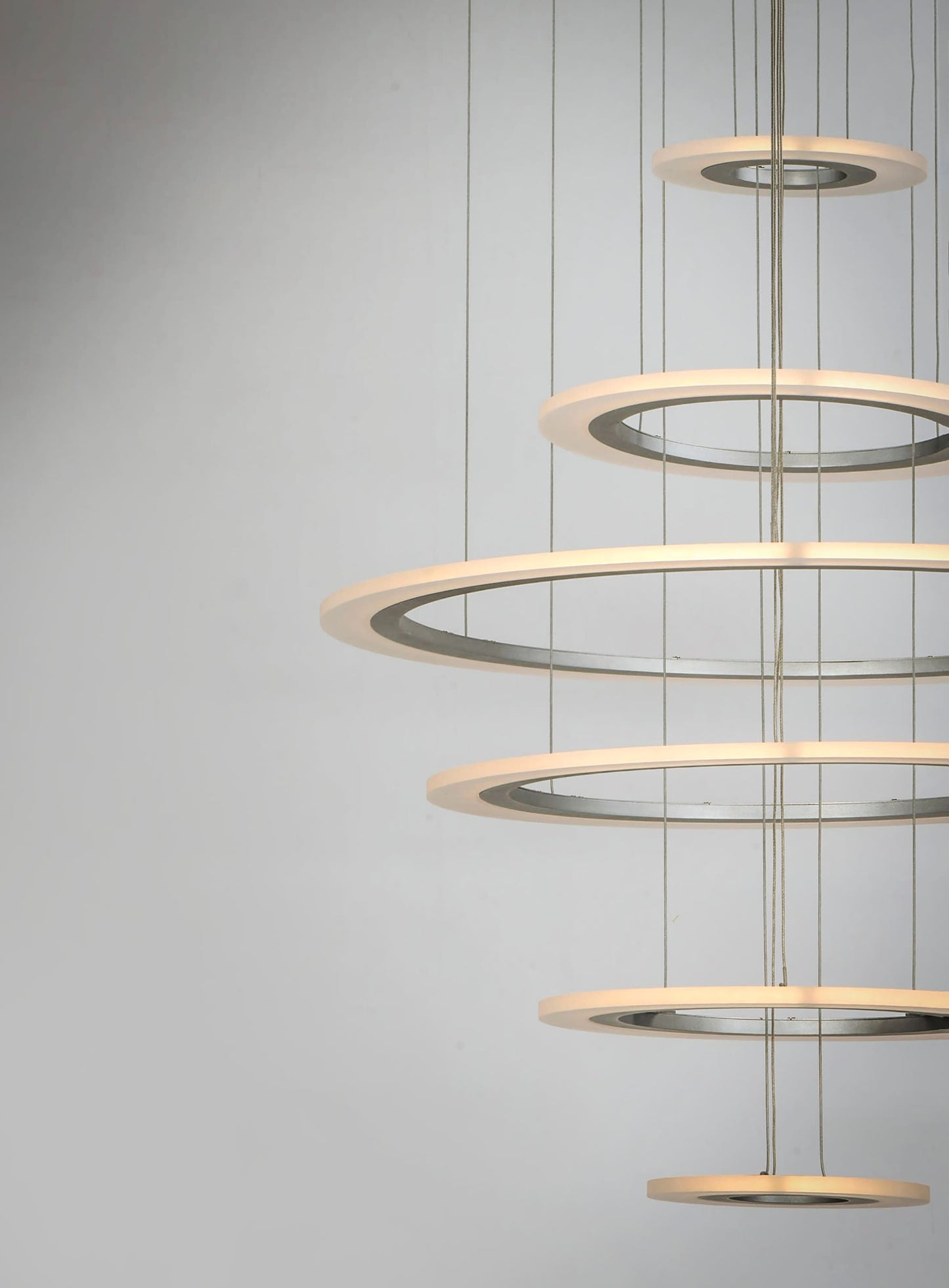 Saturn II 30" Tall 6 Ring LED Chandelier