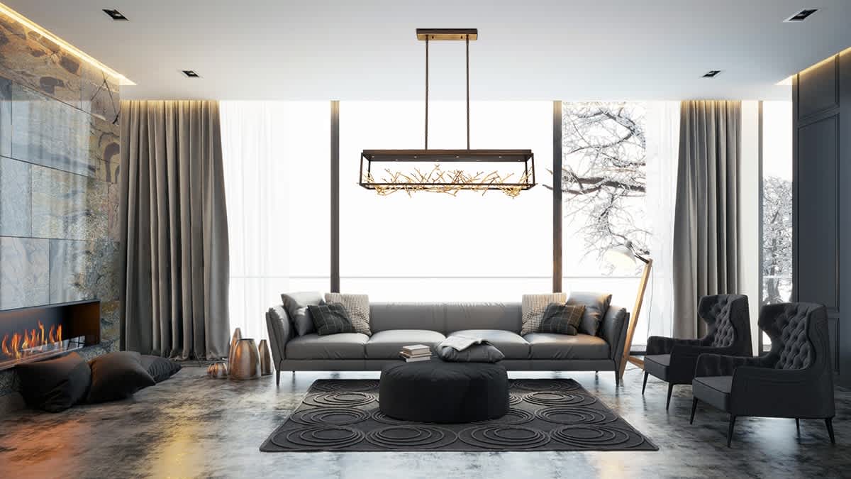 Aerie 42" Wide LED Abstract Linear Chandelier