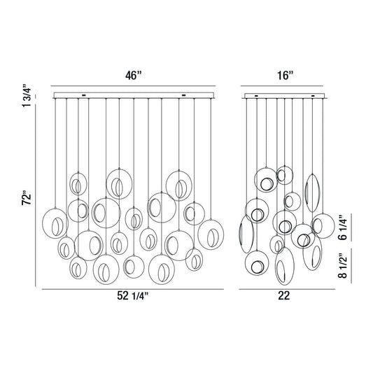 Arlington 20 Light 52" Wide LED Multi Light Pendant