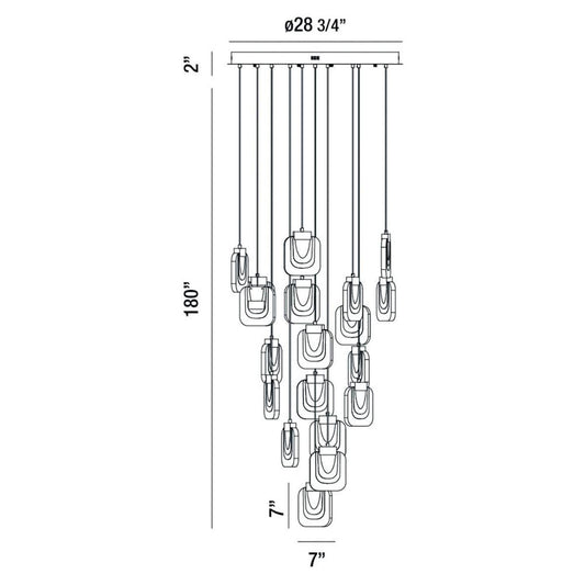 Paget 19 Light 29" Wide LED Multi Light Pendant
