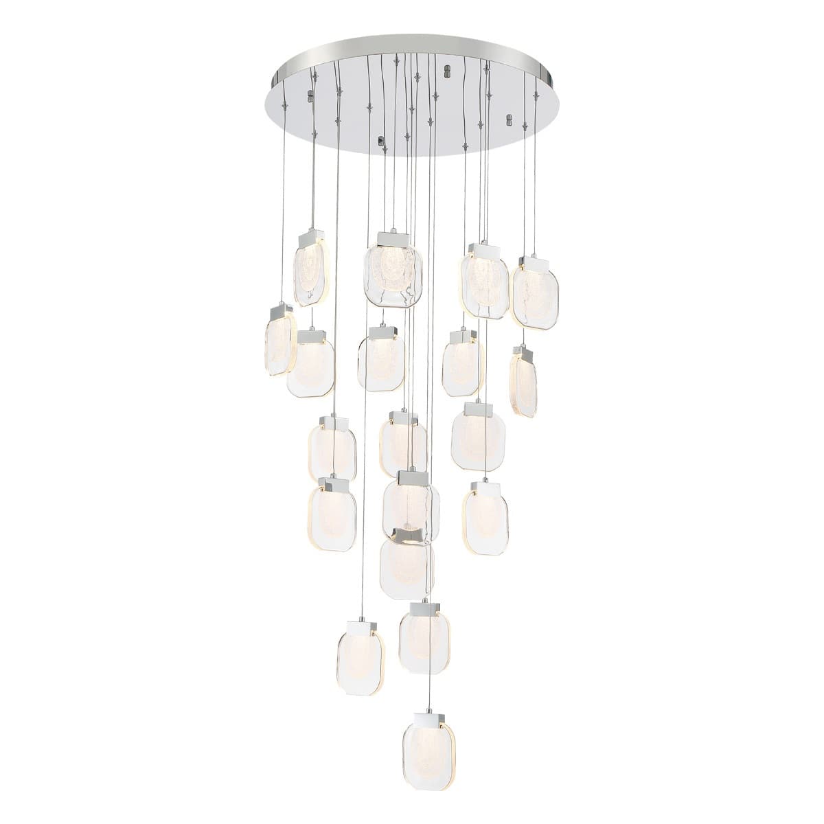Paget 29" Wide 3000K LED Round 19-Light Pendant with Piastra Glass Shades