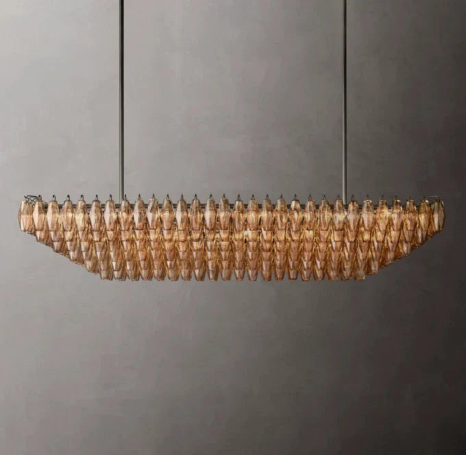 Chiara Tiered Rectangular Pendant Light with Smoke Glass 74"