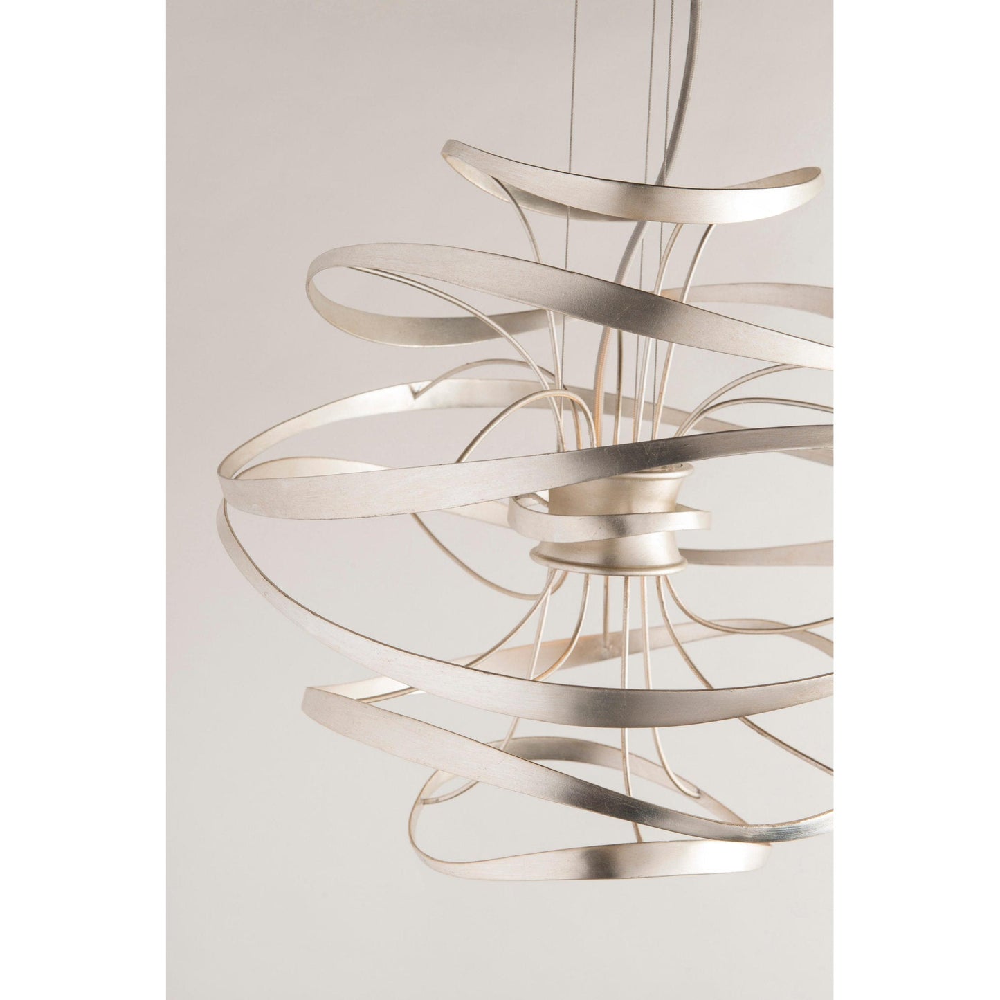 Calligraphy 2-Light Chandelier in Gold Leaf W Polished Stainless 26L x 26W x 24H