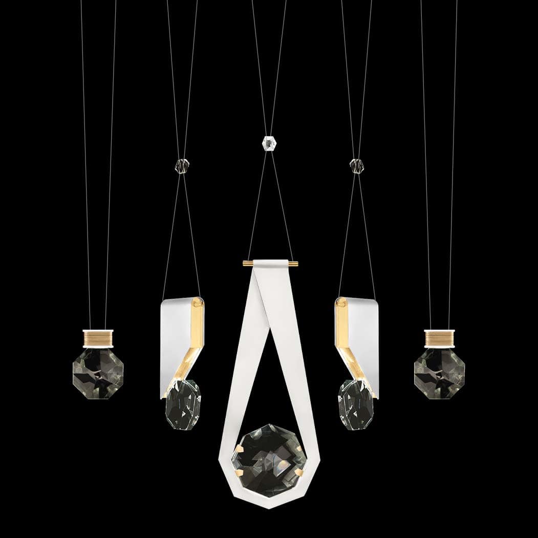 ARIA 10 Light 43" Wide LED Crystal Linear Pendant with Shades