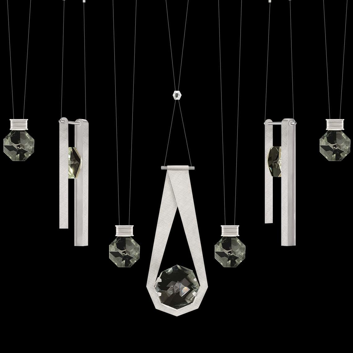ARIA 14 Light 60" Wide LED Crystal Linear Pendant with Shades