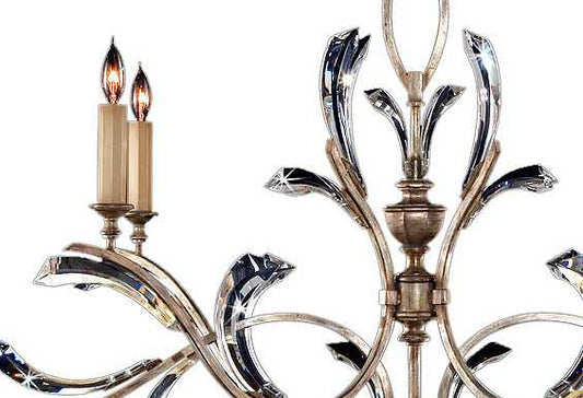 Beveled Arcs 74" Oblong Chandelier with Arcing Beveled Crystal