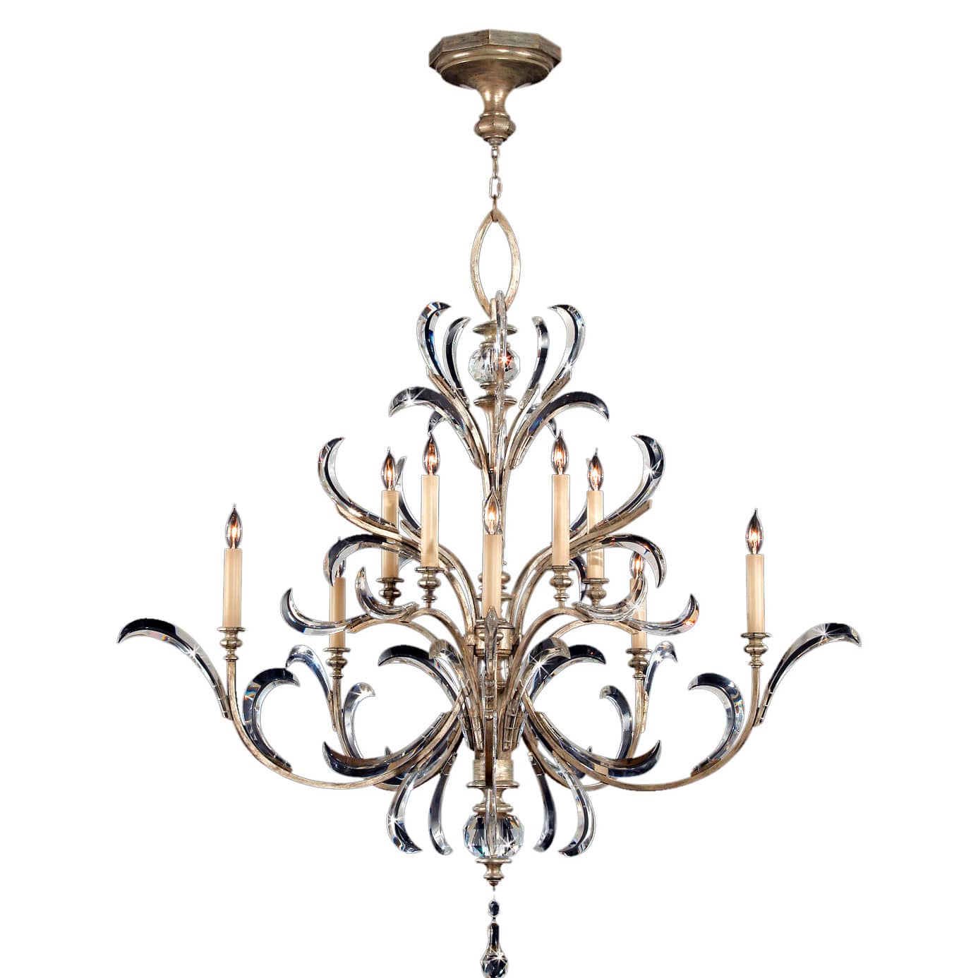 Beveled Arcs Ten-Light Two-Tier Beveled Crystal Chandelier