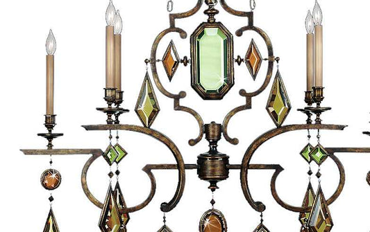 Encased Gems Six-Light 2 Tier Chandelier with Multi-Color Crystal Accents