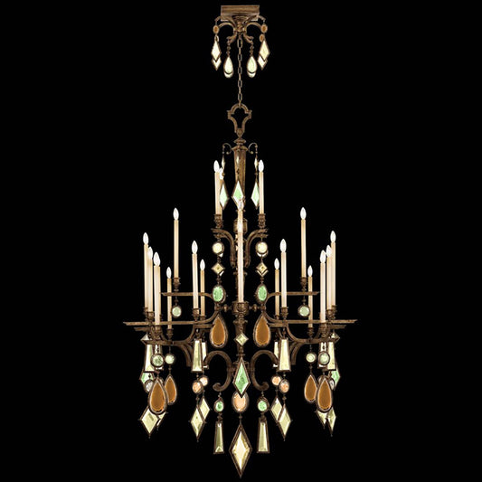 Encased Gems Twenty-Four-Light Three-Tier Chandelier with Multi-Color Crystal Accents