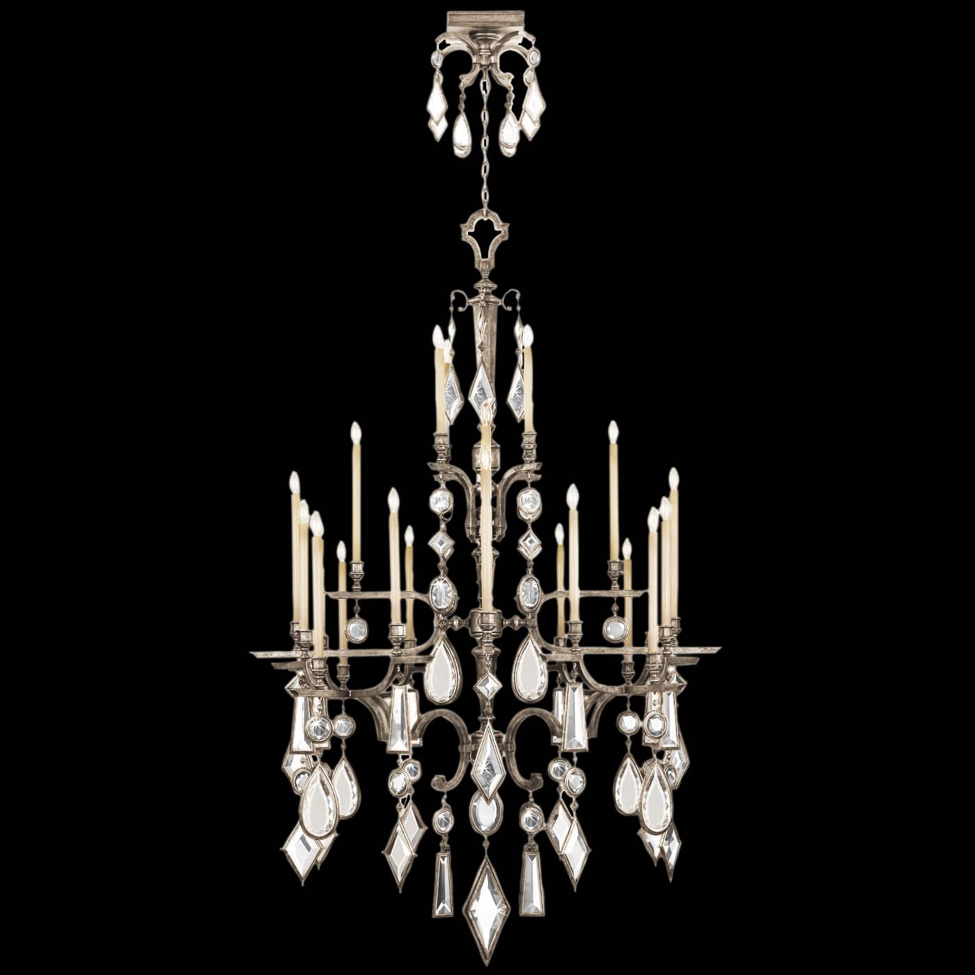 Encased Gems Twenty-Four-Light Three-Tier Chandelier with Clear Crystal Accents