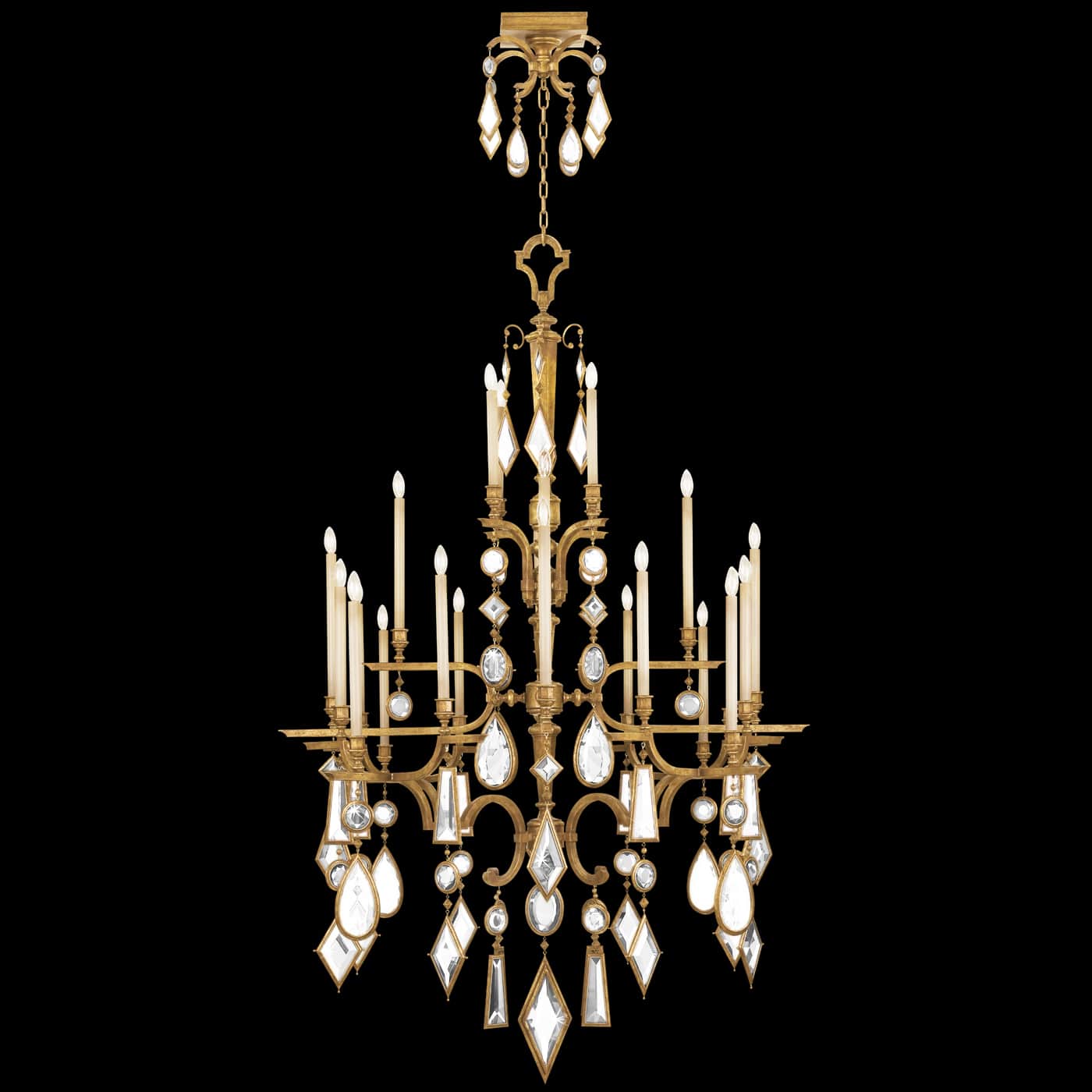 Encased Gems Twenty-Four-Light Three-Tier Chandelier with Clear Crystal Accents