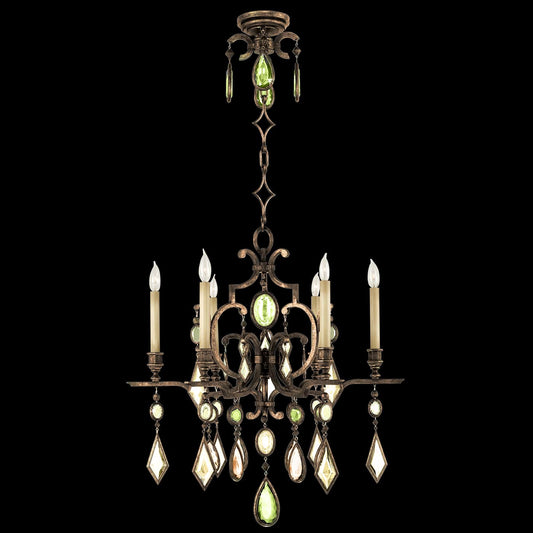 Encased Gems Six-Light Single-Tier Chandelier with Multi-Color Crystal Accents