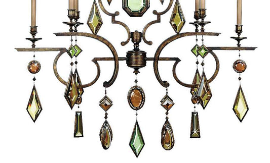 Encased Gems Six-Light Single-Tier Chandelier with Multi-Color Crystal Accents