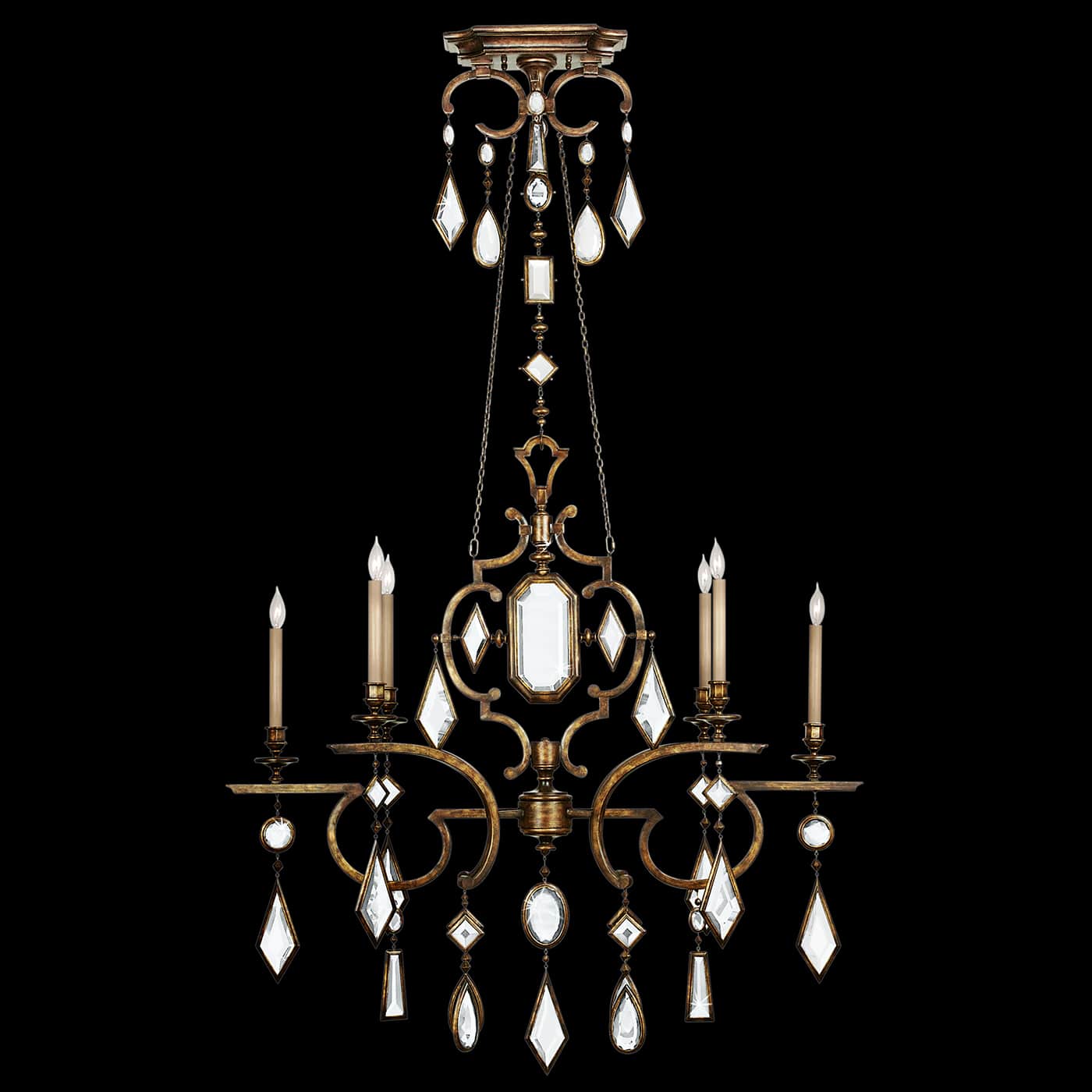 Encased Gems Six-Light Single-Tier Chandelier with Clear Crystal Accents